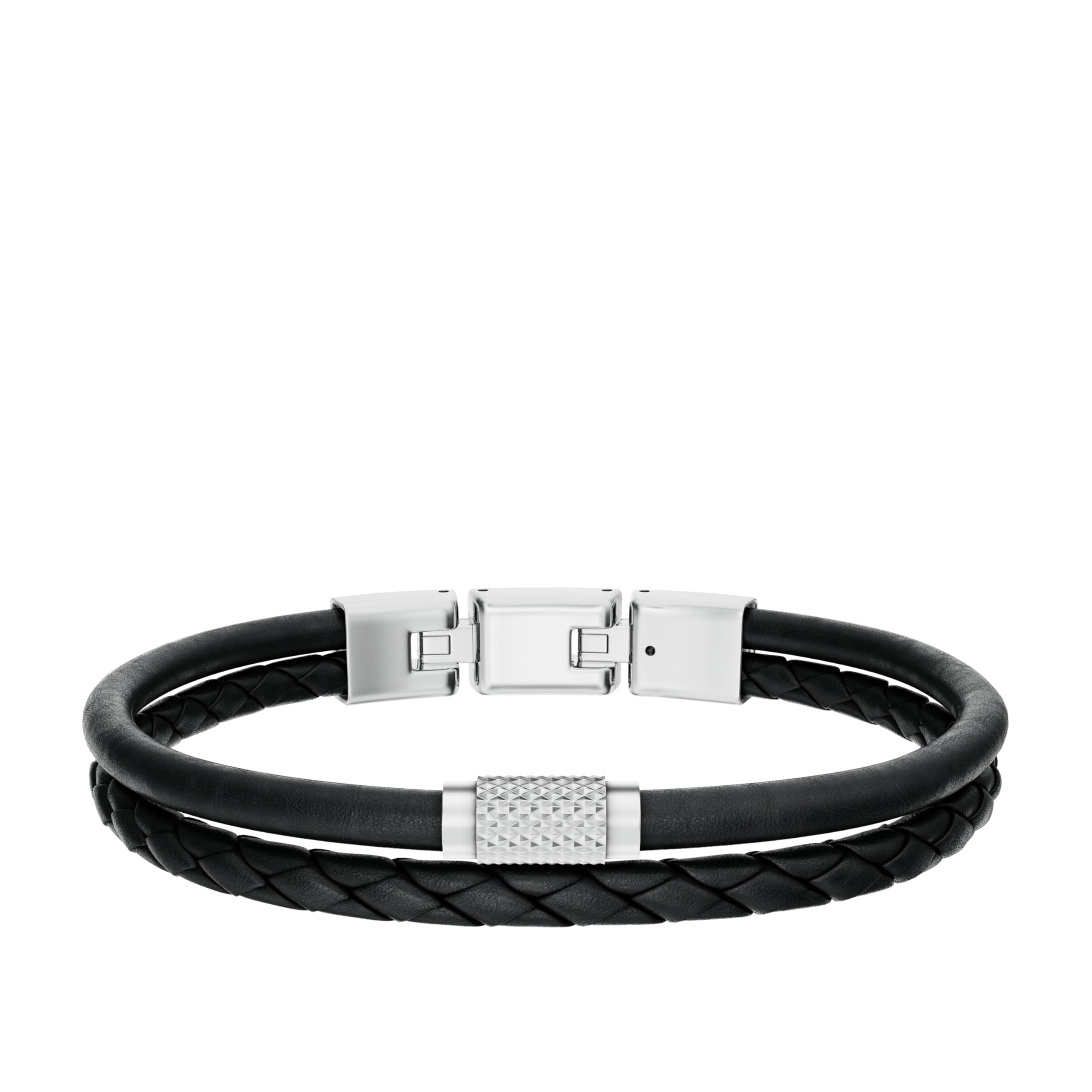 Fossil Men's All Stacked Up Leather Bracelet