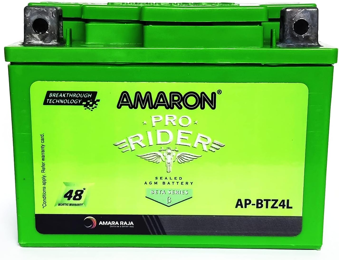 Amaron sealed lead acid AP-BTZ4L 4Ah 2-Wheeler Battery, Green.