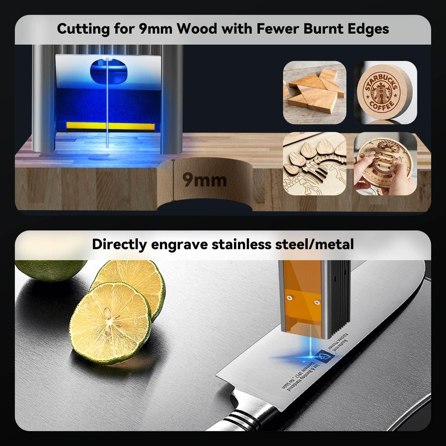 Close-up of Wainlux JL3 laser module with smoke-proof design