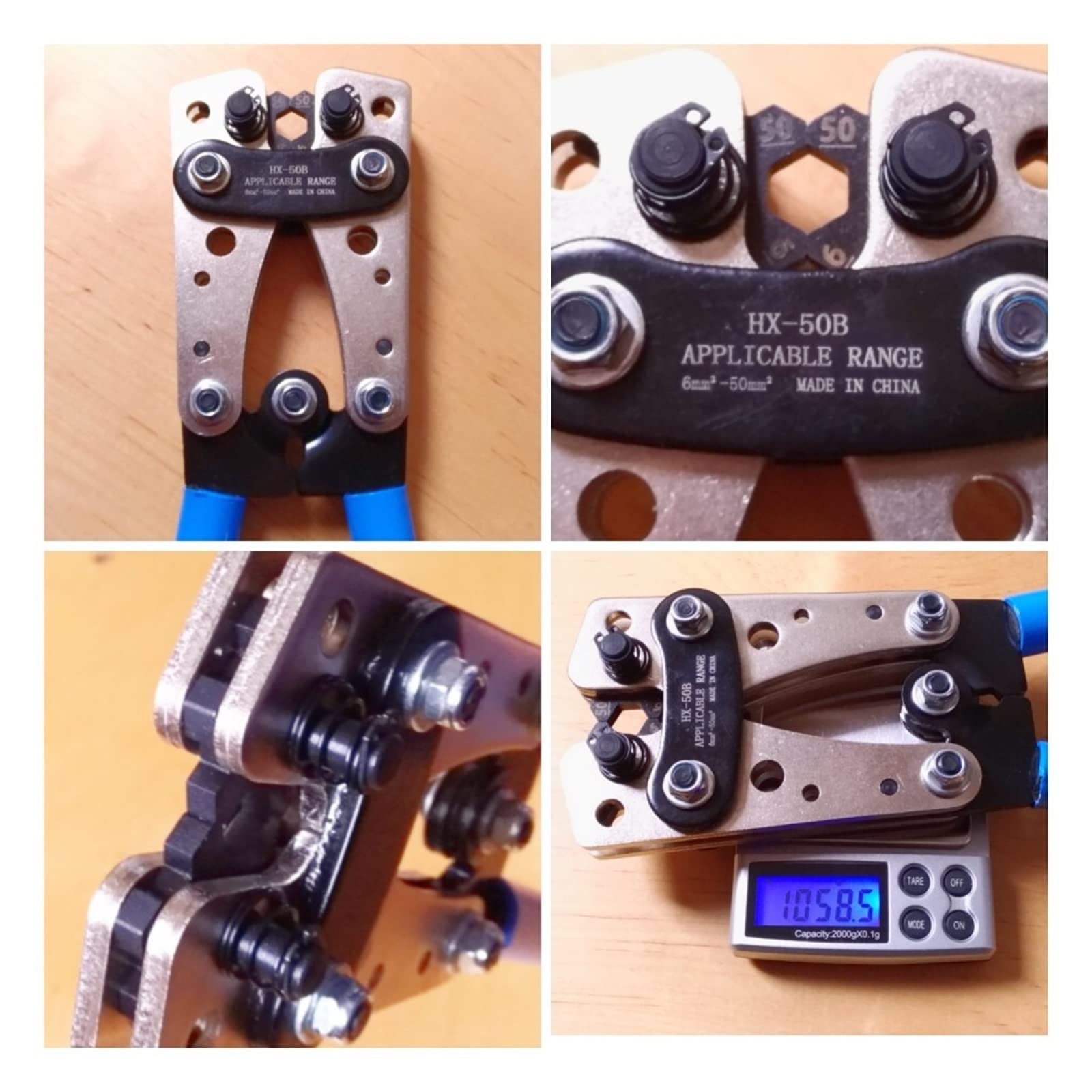 Zestawy narzędzi do zaciskania 6-50mm² AWG 22-10 Zaciskarka do końcówek rurowych Multitool Kabel akumulatora Oczko Hex Szczypce do zaciskania Narzędzia ręczne perfection (Color : HJ-130)