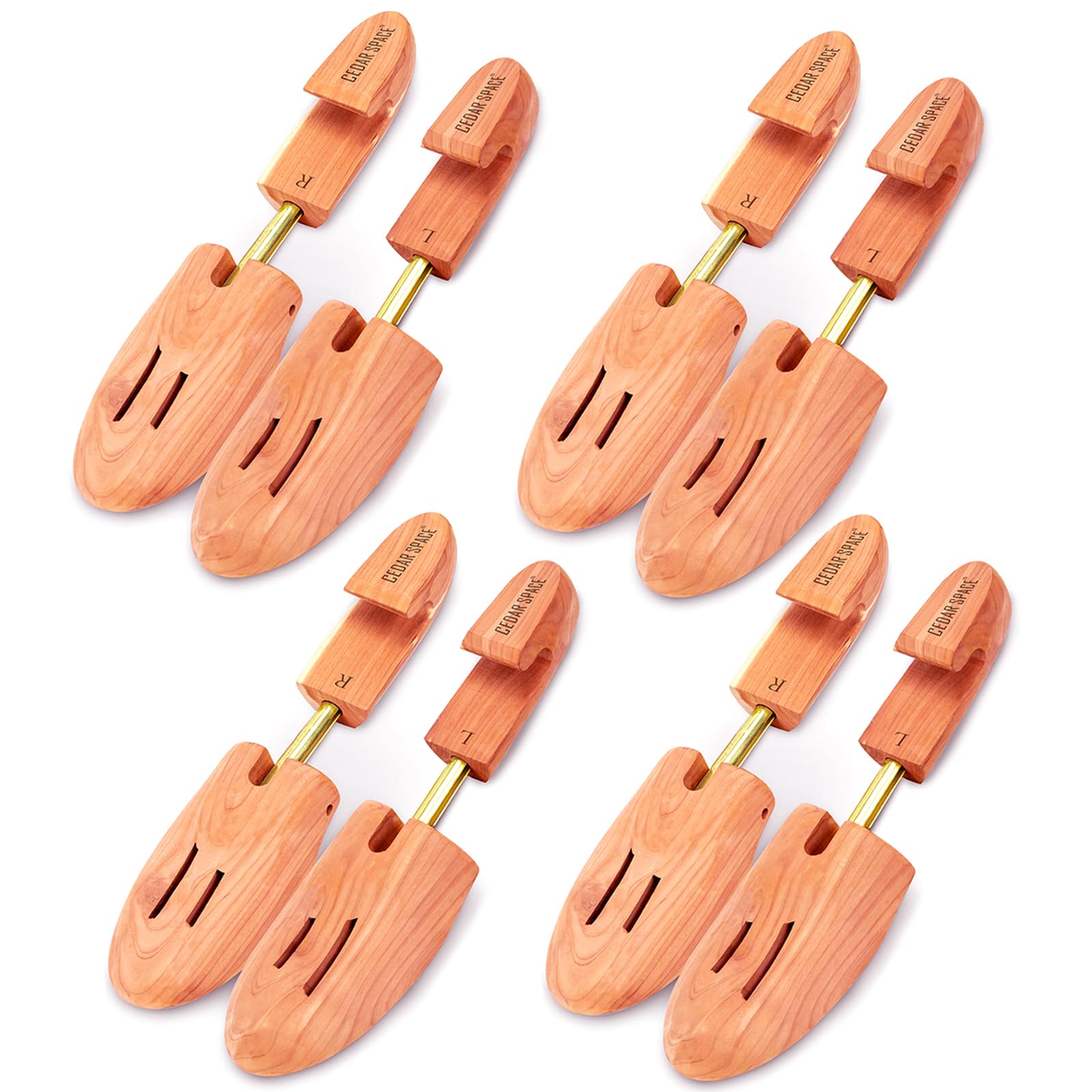 Cedar SpaceWooden Shoe Stretcher Tree, 6.5-14 Sizes Cedar Wood Shoe Trees,2/4PC Shoe Stretcher for Men, Sneakers,BootsClimeCo Certified
