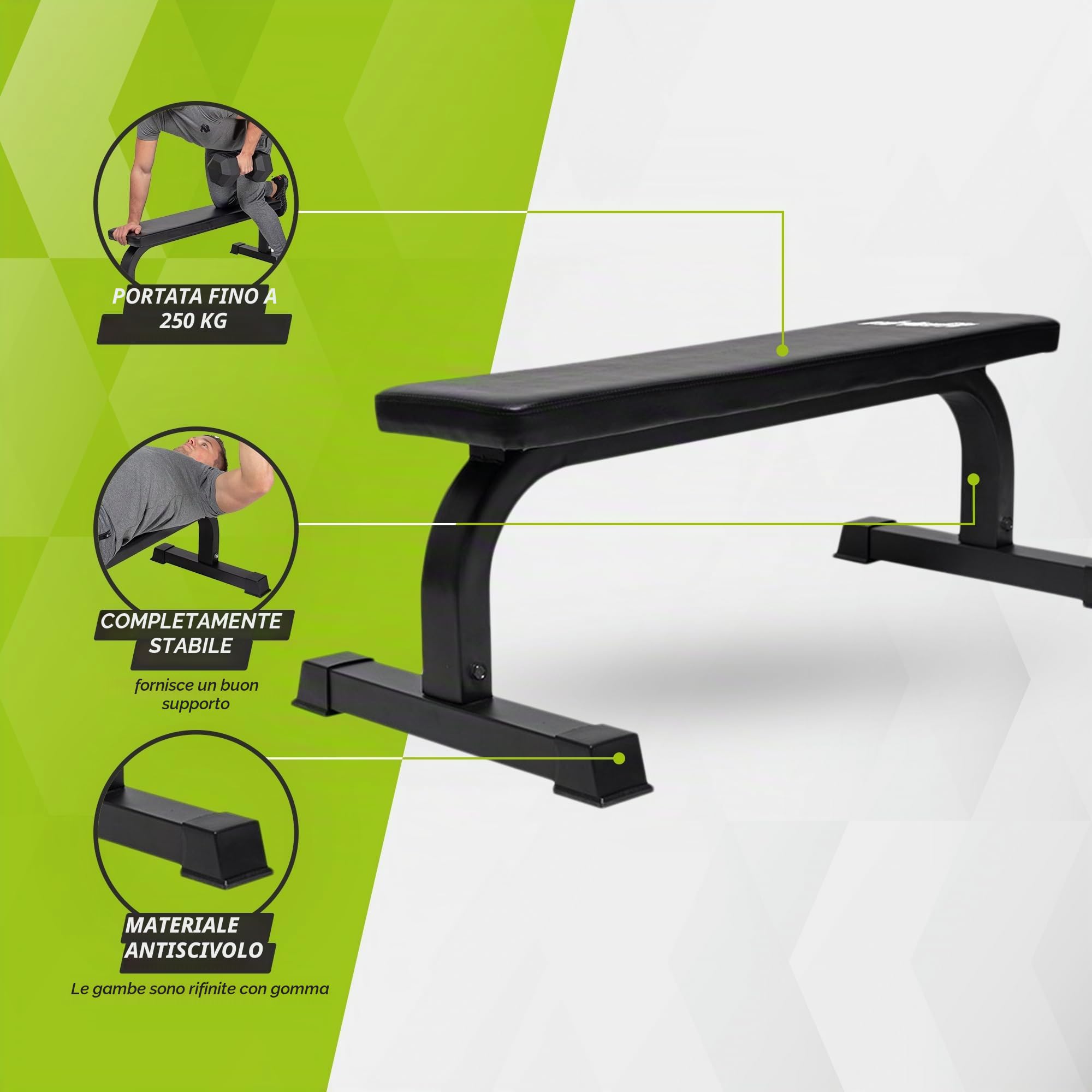 VirtuFit Panca fitness piatta - Panca da allenamento - Nero