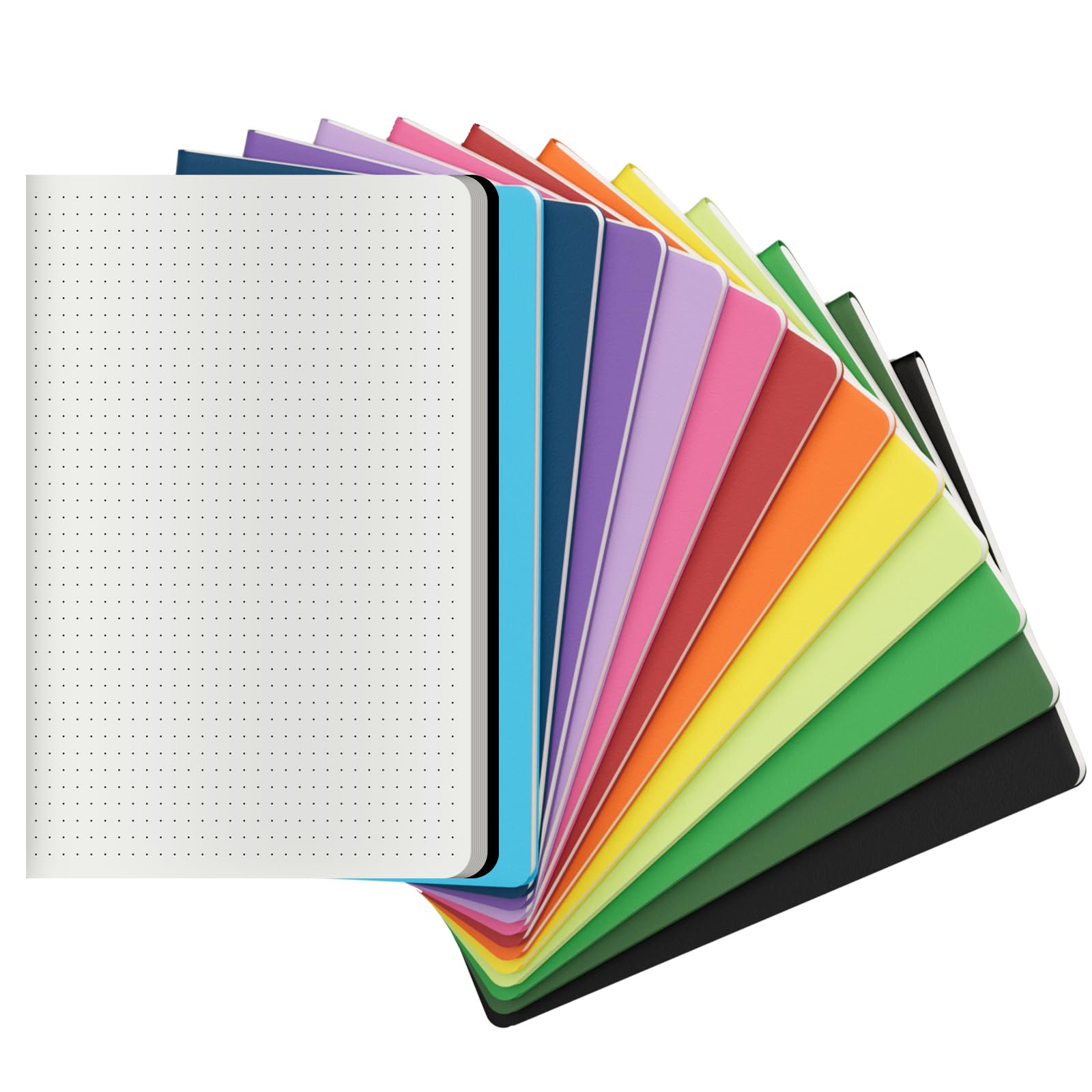 12 Pack Colorful Dot Grid Notebook Journals Bulk with Dotted Grid Paper, 60 Pages, 8.3x5.5 inch, A5 Size, Writing Diary Subject Notebooks Planner for Student Travelers Office, Travel Journal Set