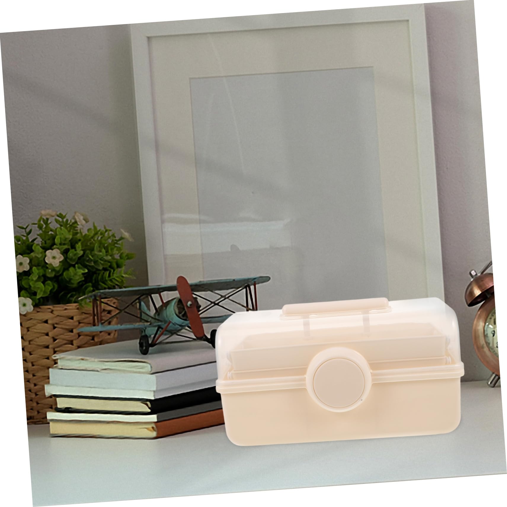 Scatola Porta Oggetti Multiuso in Plastica Coperchio Trasparente, Design Portatile, Grande Capacità per Cosmetici e Gioielli, per Campeggio e Traslochi
