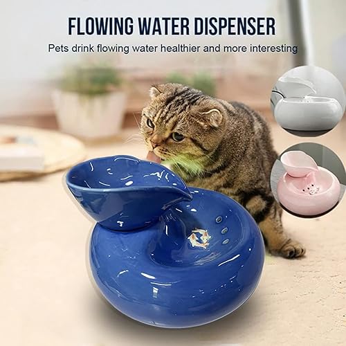 Miniatura 2 de Fuente de agua de cerámica para gatos, lindo dispensador automático de bebidas para mascotas, súper silencioso, para gatos, gatitos, perros,