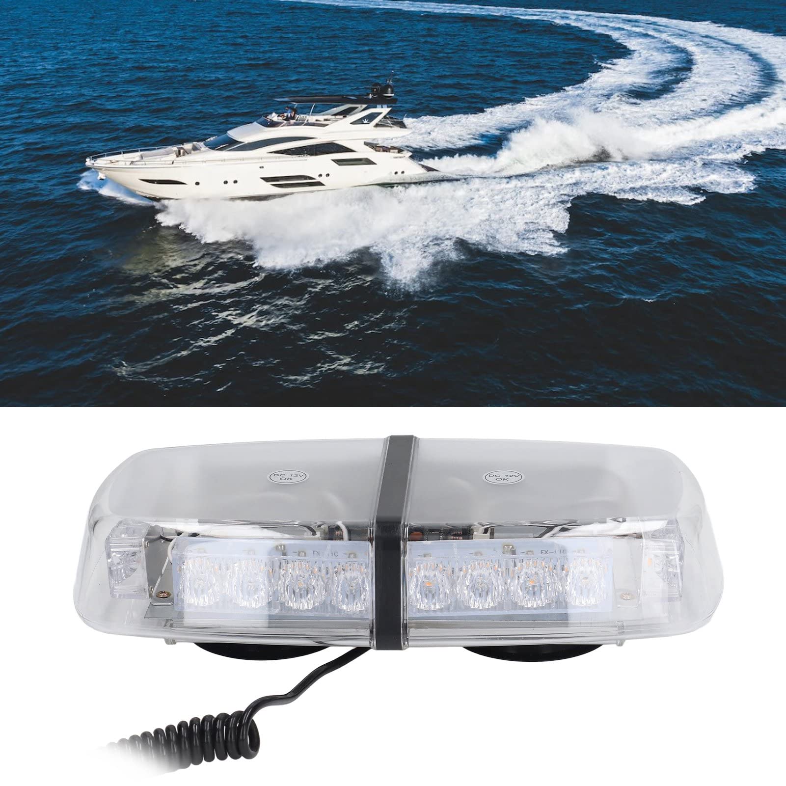 Luz De Advertencia Estroboscópica LED DC 12V Lámparas Intermitentes De Emergencia LED/barra De Iluminación De Advertencia De Peligro Con Base Magnética Para Seguridad En El Techo Del Yate Del Coche