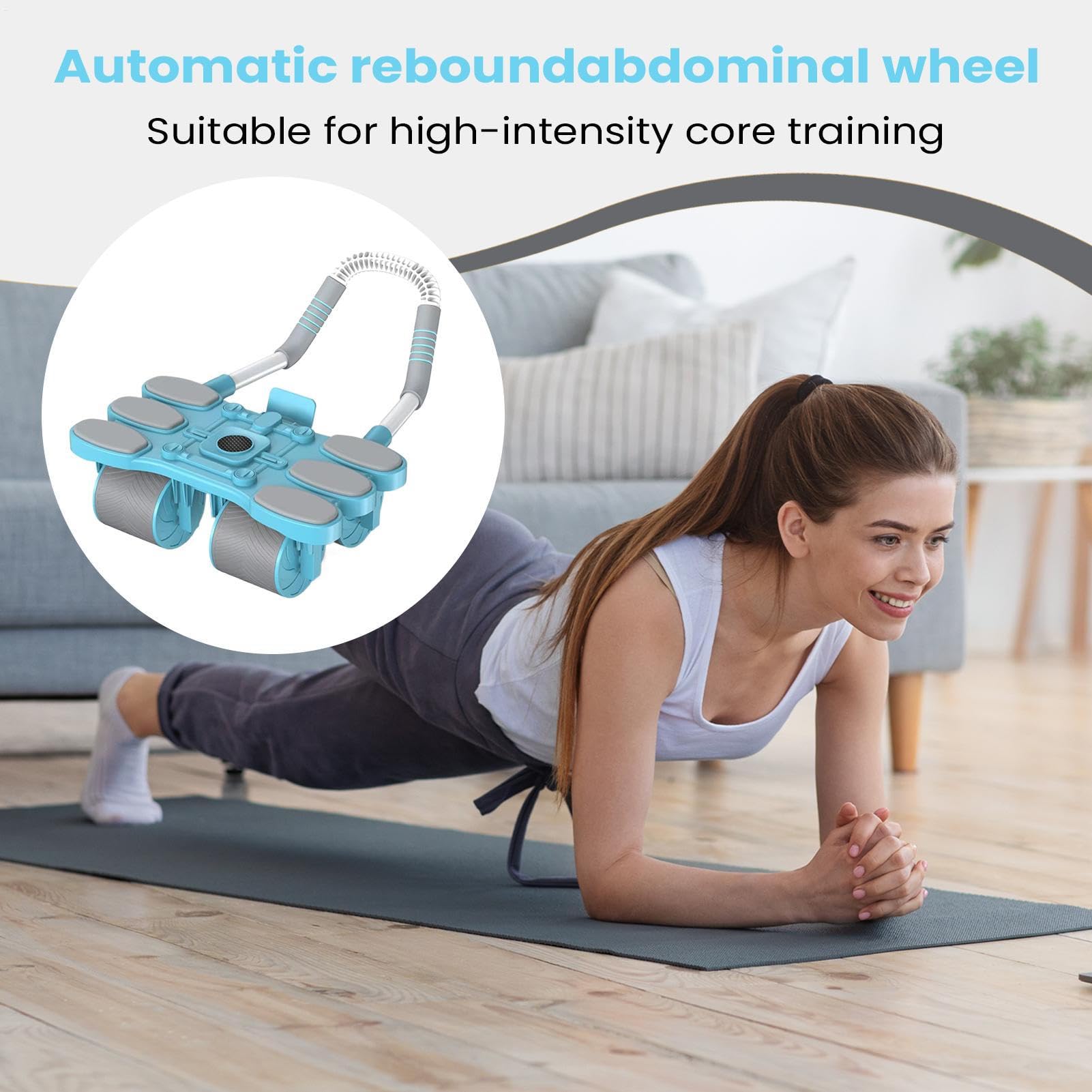 Ab Roller Wheel - 12,6-calowy trener Auto Rebound Core dla sportowców, antypoślizgowy uchwyt siłowy ze stabilnym podparciem, narzędzie do treningu fitness dla nastolatków dorosłych kobiet mężczyzn
