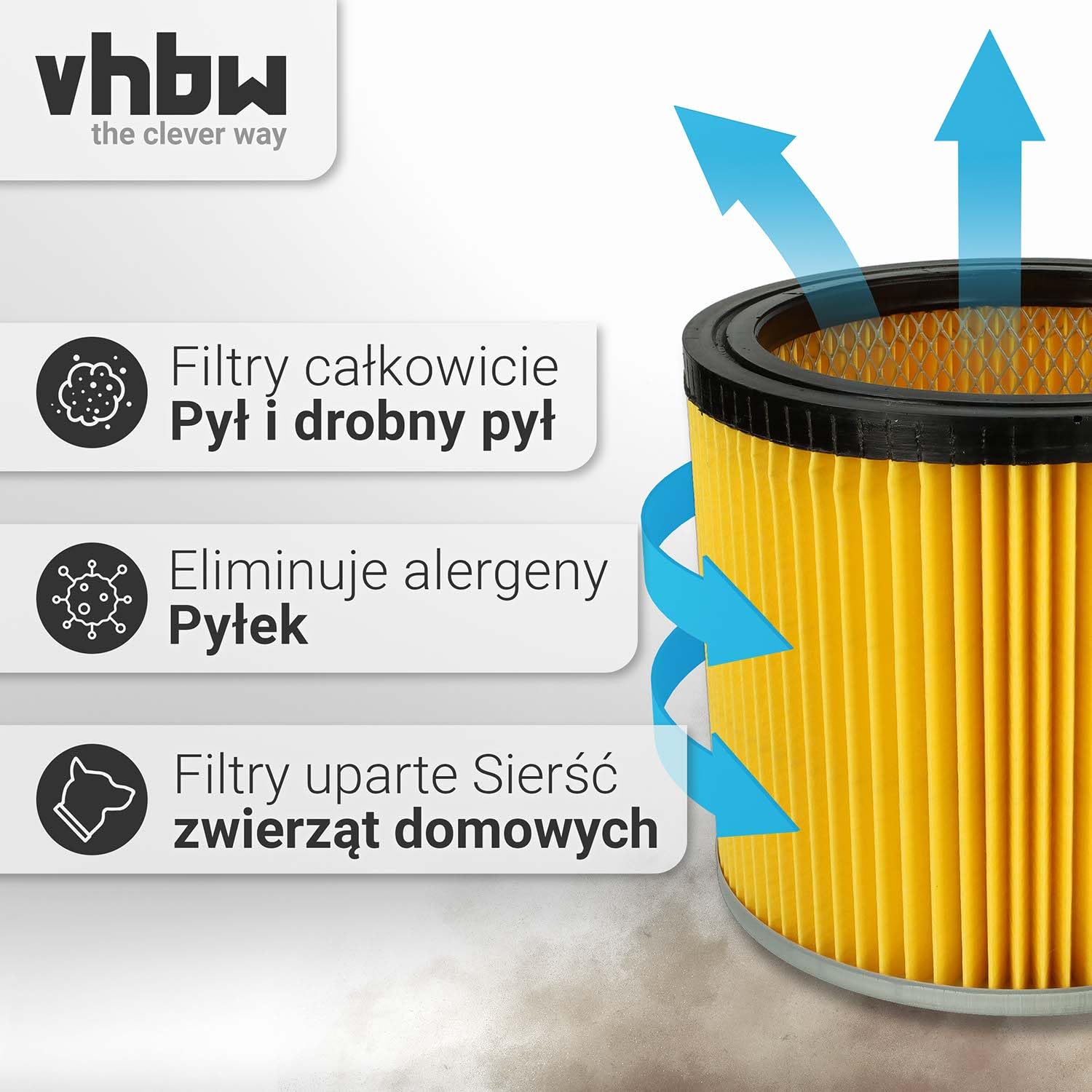 vhbw Filtr do odkurzacza pasujący do odkurzacza Bosch GAS 12-30 F Professional, PAS 1000, PAS 11-25, PAS 11-25 F, PAS 12-50 F; filtr harmonijkowy