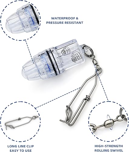 Miniatura 2 de BLUEWING 3 luces de pesca LED de caída profunda de 2100 pies bajo el agua, lámpara de atracción de peces para pez espada, azulejos, halibut, atún,