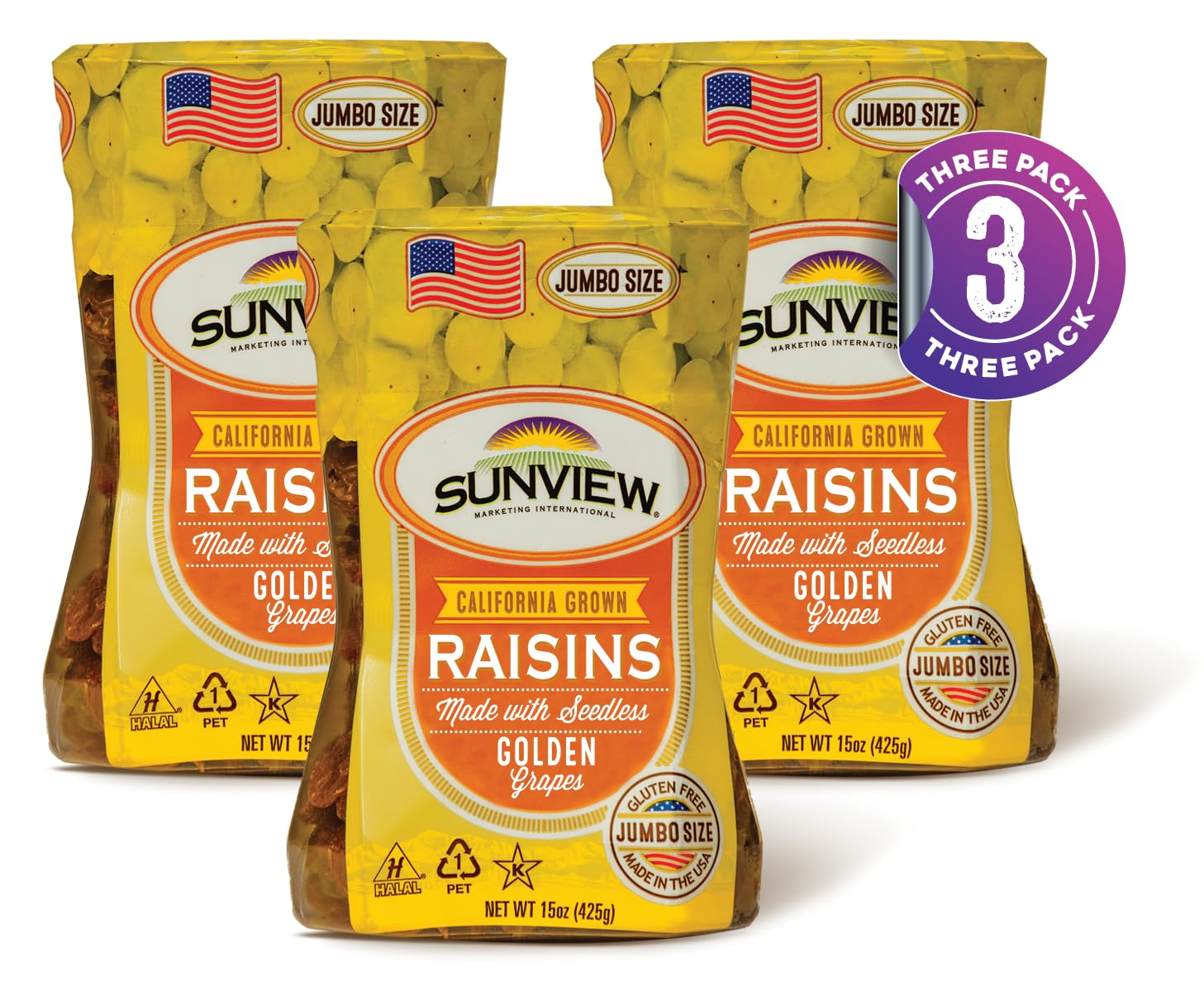 Jumbo Golden Seedless Raisins 3 15 oz. Canisters