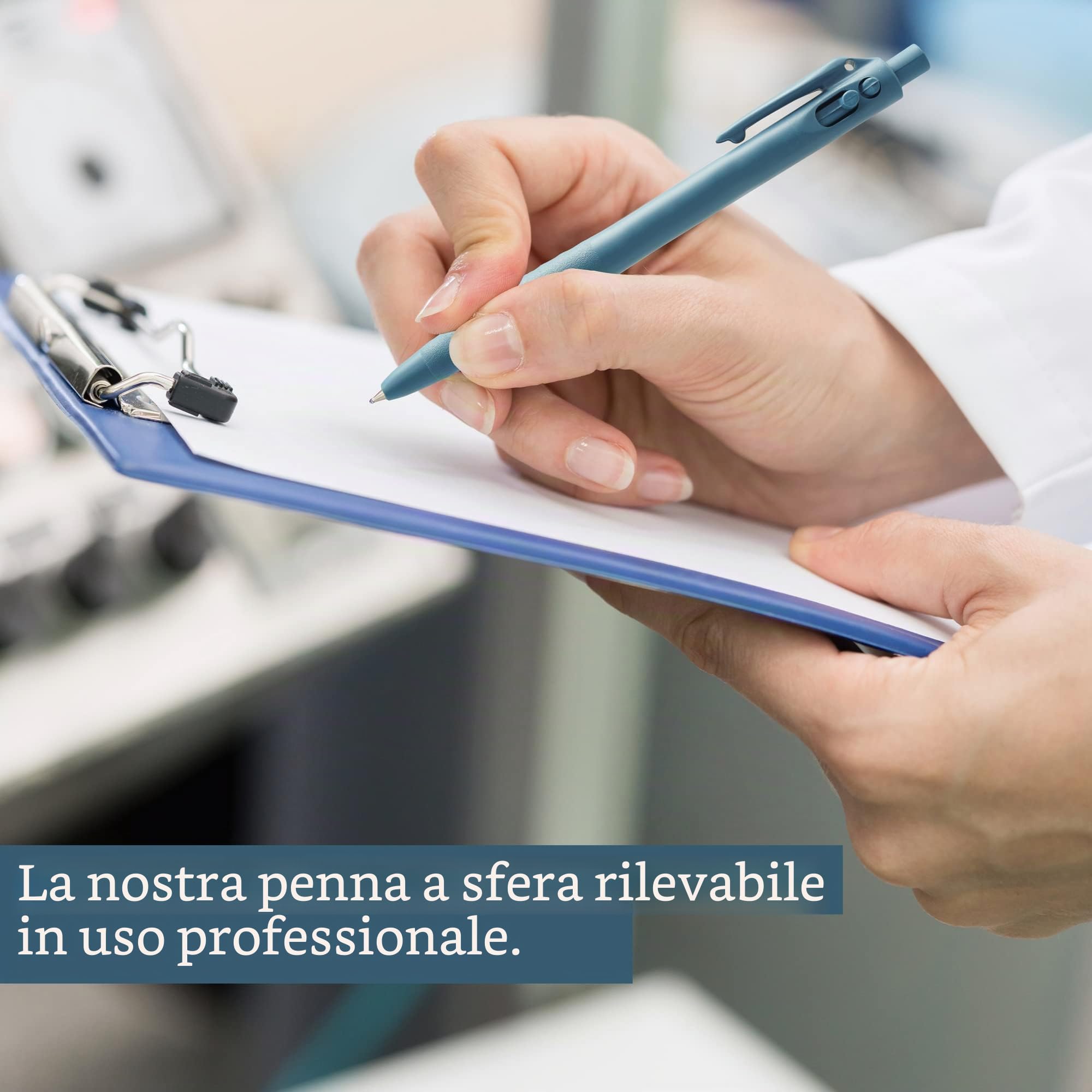 Penna a sfera S800 rilevabile al metal detector e ai raggi X, infrangibile, impugnatura ergonomica, con mina retrattile, 25 Stück, Colore della scritta: blu., 25