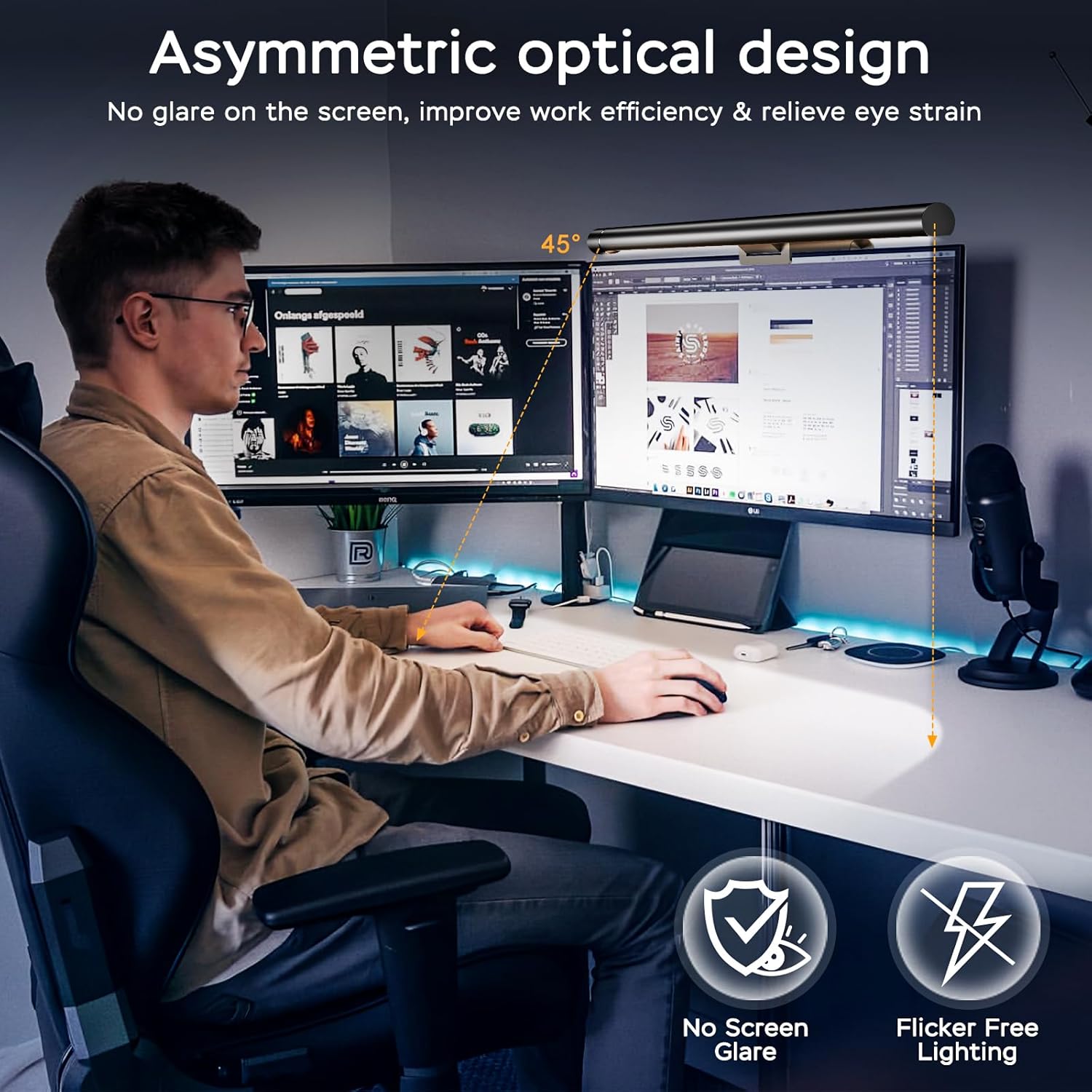 Monitor Light Bar，Computer Light Bar， Dimmable Screen USB Reading Lamps, Suitable for Flat-PanelDisplays of Different Sizes, USB Powered,No-Glare Eye Protection Home Office LED Work Light