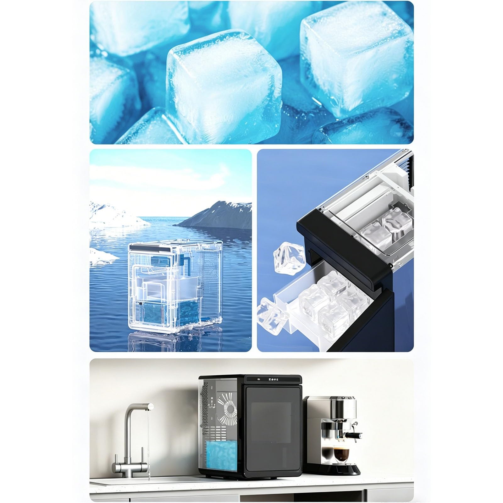 Macchina per Il Ghiaccio Compatta,Macchina per Il Ghiaccio Portatile,Produzione Ghiaccio Programmata 24 Ore,Ideale per Bar E Piccoli Usi Commerciali(C)