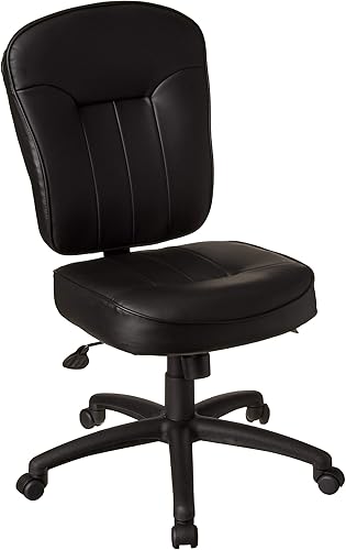 Silla de trabajo Boss ajustable de cuero con posabrazos ajustables, negro