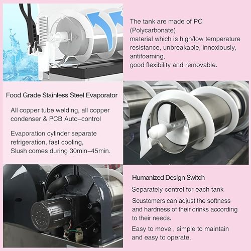 Miniatura 5 de Kolice Comercial 3 x 12L Tanques Margarita Frozen Drink Maker Summer Drink Ice Slush Machine Máquina de fabricación de bebidas congeladas Máquina de