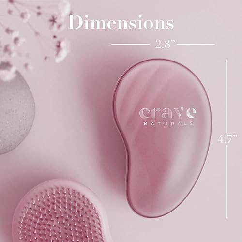 Miniatura 3 de Crave Naturals Cepillo desenredante rosa medio  Cepillo desenredante para mujeres, niños y niños pequeños  Cuidado suave del cuero cabelludo,