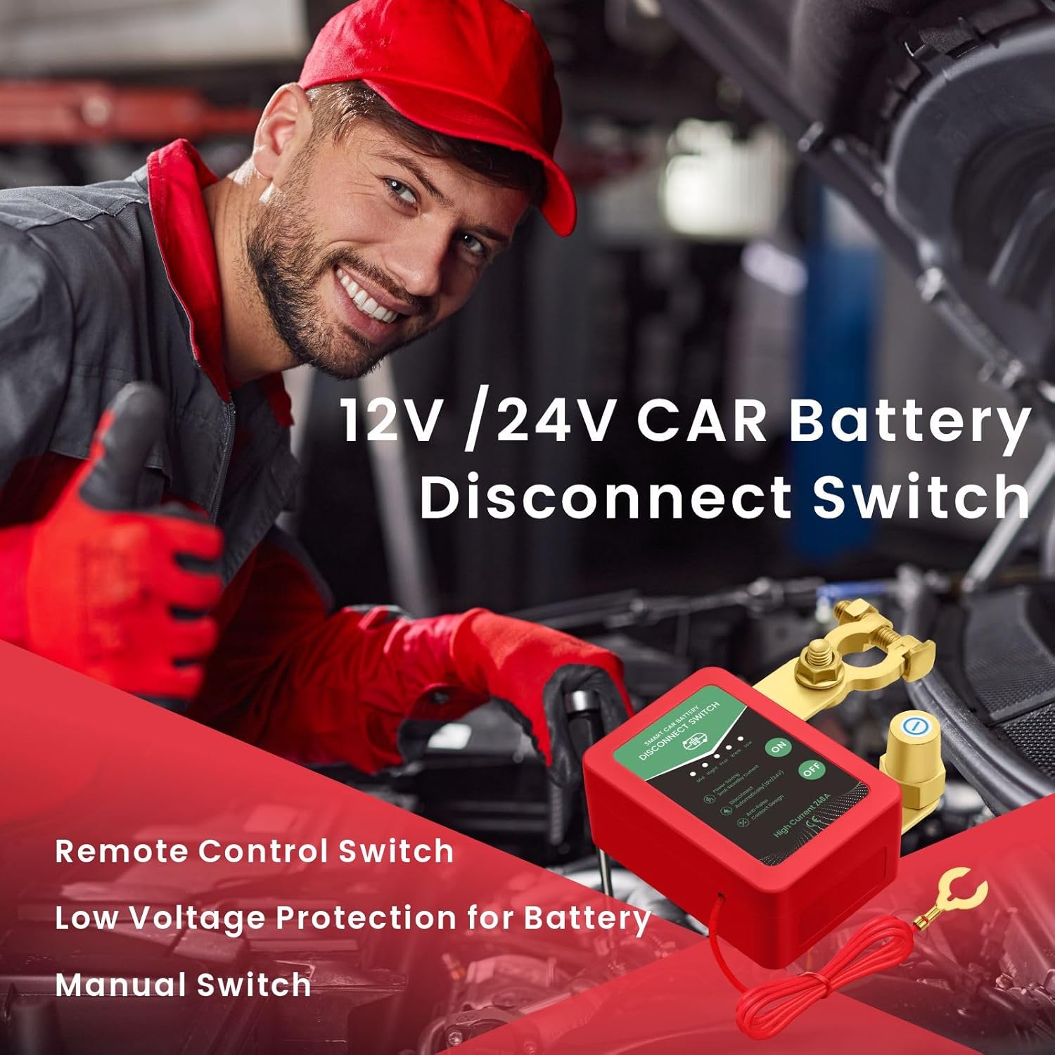 Kill Switch for Car,12V 240A Remote Battery Disconnect Switch Smart Voltage, Car Kill Switches Anti Theft, Prevent Battery Drain, Remote Battery Kill Switch for Car, Truck, RV NS Blue