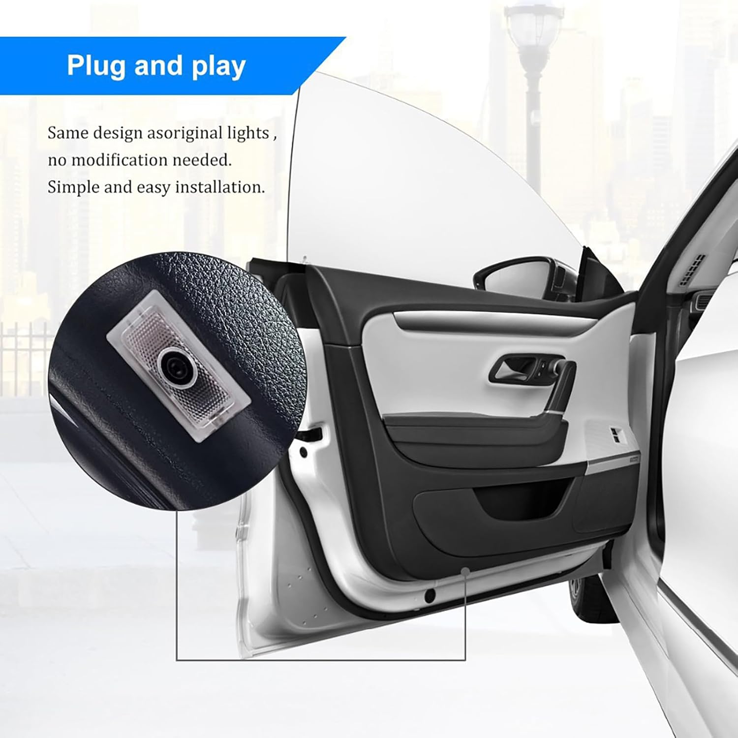 Door Projector Lights,HD Welcome Light Logo Shadow Lamp,No Fade No Blur Plug,Play Courtesy Light For Dodge Charger Daytona Hellcat Accessories (SCARYFAST)