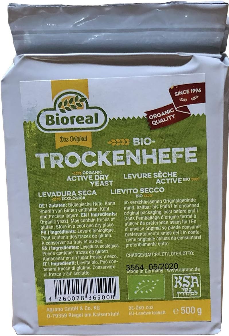 Bioreal Organic Active Dry Yeast 500 Grams (1.1 Pound)