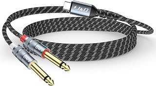 J&D USB C to 1/4 Audio Cable, Type C to Dual 6.35mm Male Jack Plug Adapter Car Auxiliary Stereo Speaker Cord, Compatible with iPhone 16/17 Series, Galaxy S25/24, Laptop, 6.6 Feet
