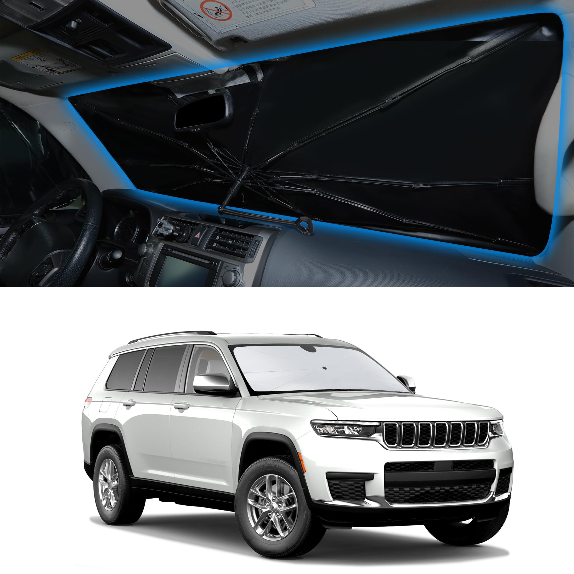 Windshield Sun Shade Umbrella for 2011-2021 Jeep Grand Cherokee