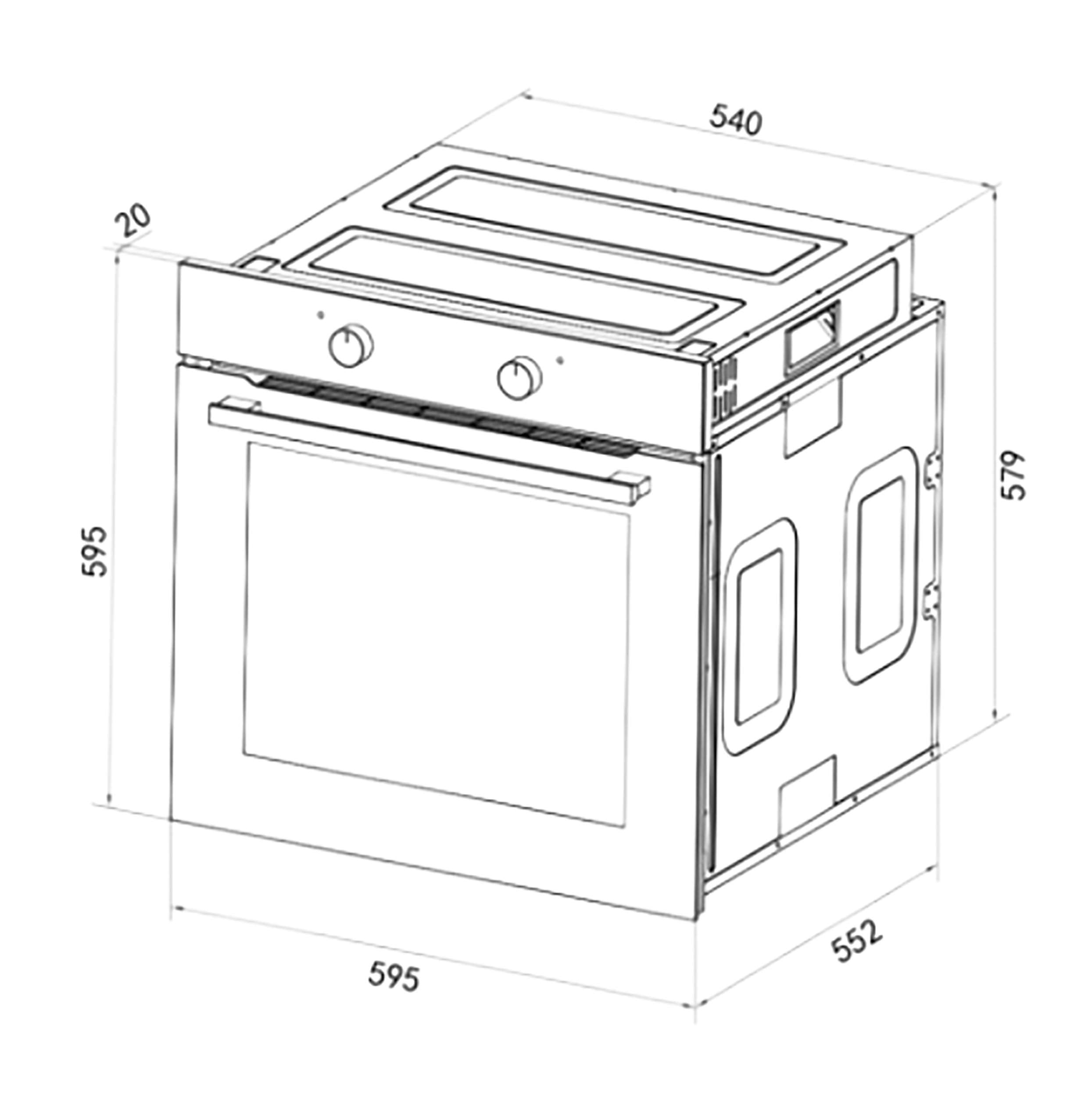 Cecotec Four Intégrable Multifonction Conventionnel de 80L Bolero Hexa C126400 Glass White. 2800W, 5 Fonctions, Basse Consommation, Lumière Intérieure, Steam Assist, Steam EasyClean