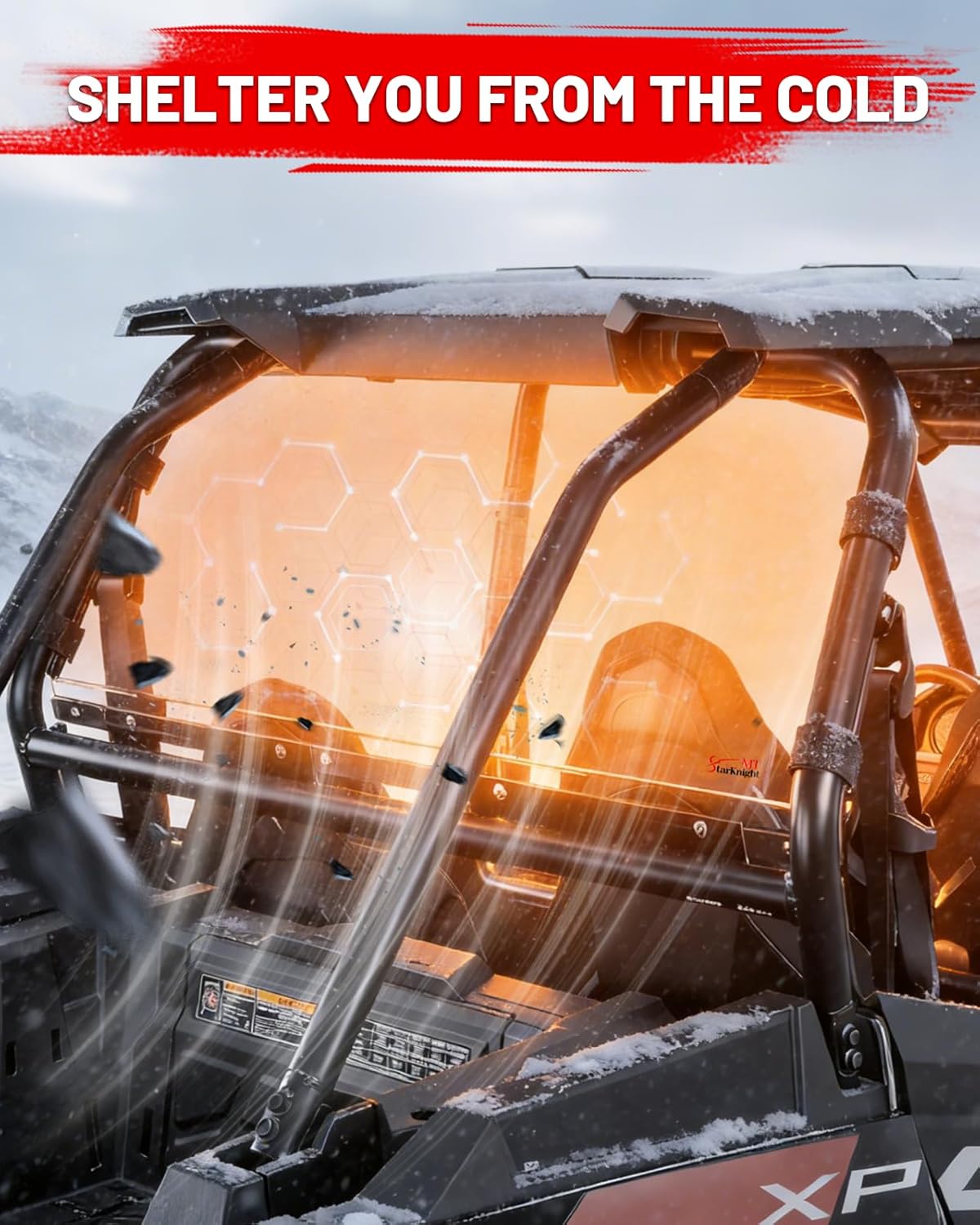 StarknightMT RZR Windshield Clear Back Window Compatible with 2014-2023 Polaris RZR XP 1000/4 1000/ XP TURBO/4 TURBO RZR Accessories Rear Window Strong Polycarbonate Dust Panel