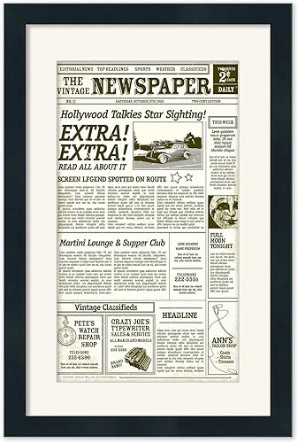 Miniatura 7 de Moderno marco de periódico de madera mate (negro)  Tapete blanco sin ácidos con parte frontal de acrílico resistente a los rayos UV  Elegante