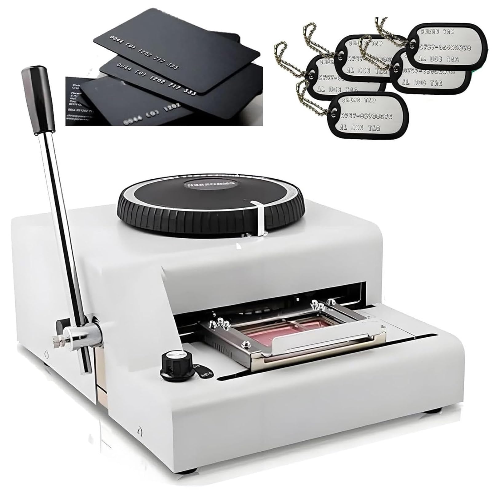 ZenSeFarin Manual Dog Tag Embosser Machine - 72 Coded Characters, 30 Aluminum Tags Included, Perfect for Custom Pet ID Tags & PVC Card Embossing, User-Friendly Design