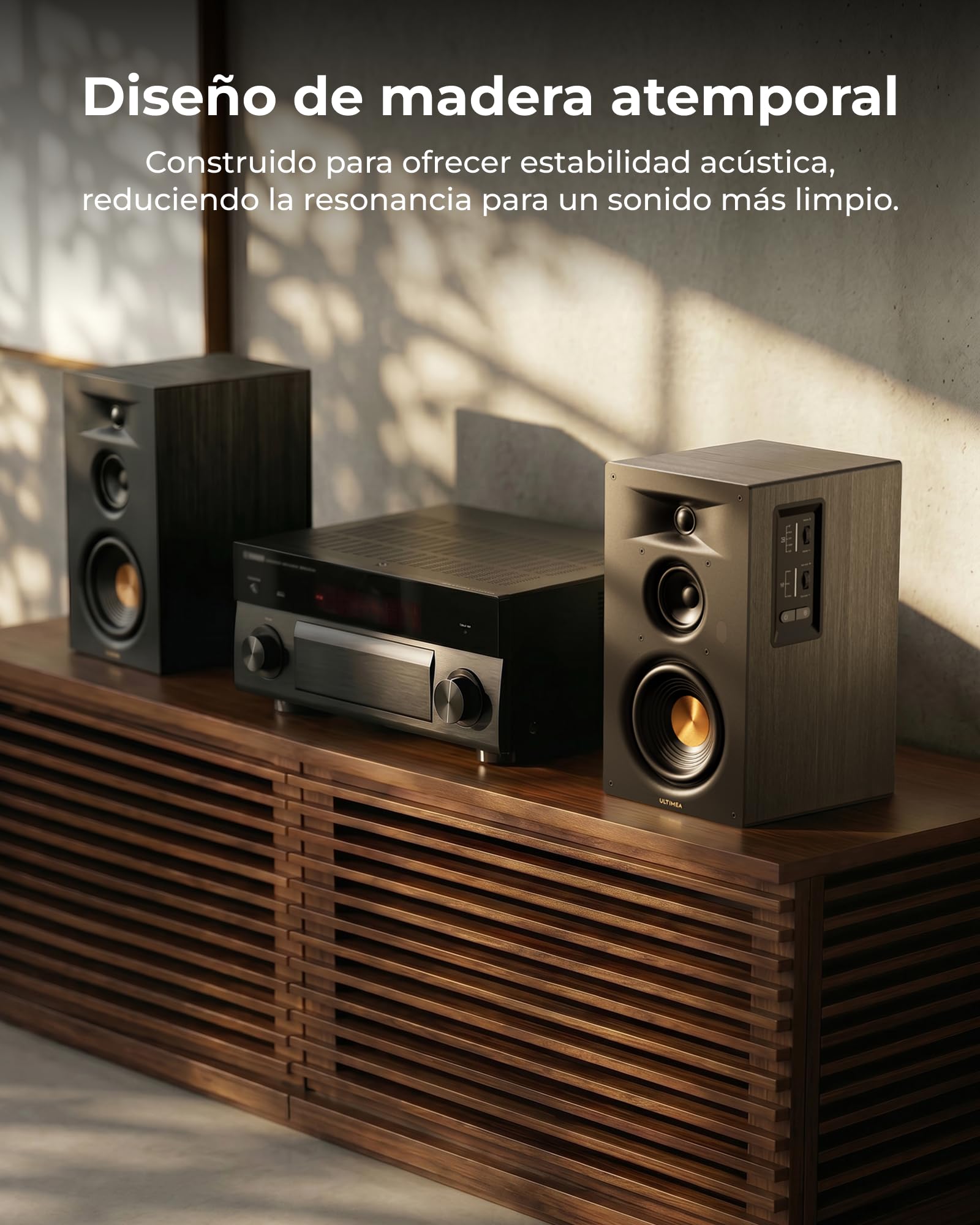 ULTIMEA Altavoces Activos de Estantería de 3 Vías, Woofer de 5,25", 70 W RMS, Control por App, Edge Horn y BassMX, Salida Sub y HDMI ARC, Altavoz Tunetable, Bluetooth/AUX/Óptico, BS-3