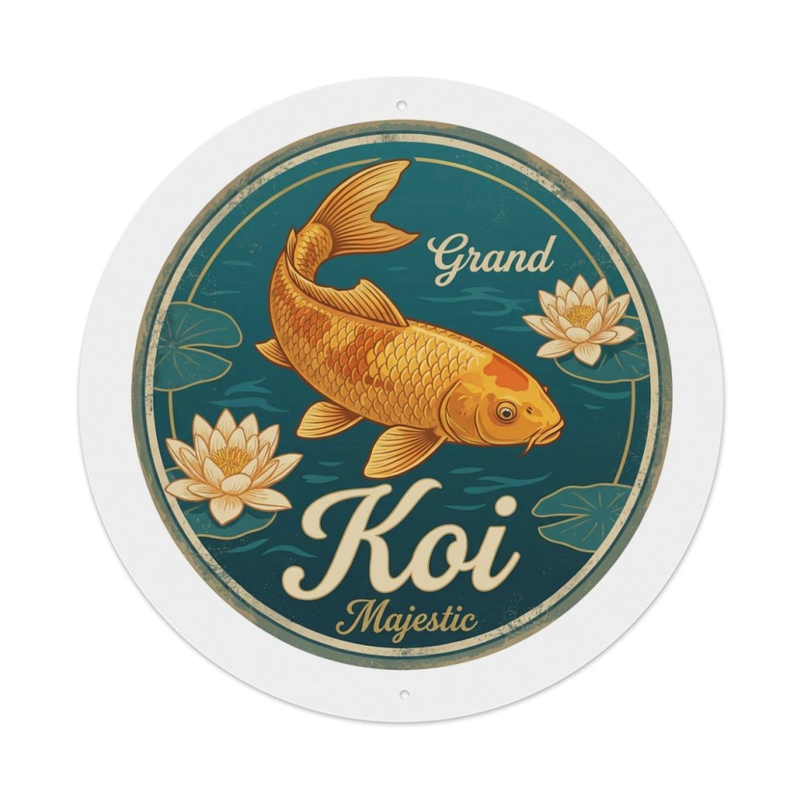 Tgrcjimh Style Metal Tin Sign Koi Fish Grand Majestic Magnificent Splendid Noble