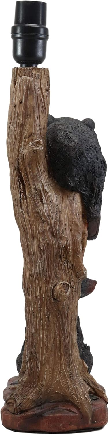 Ebros Wildlife Rustic Cabin Lodge Decor Whimsical Lazy Days of Summer 2 Black Bears Napping On Tree Branch and Snacking Honey Table Lamp Statue with Shade 22" High Forest Bear Family Desktop Lamps