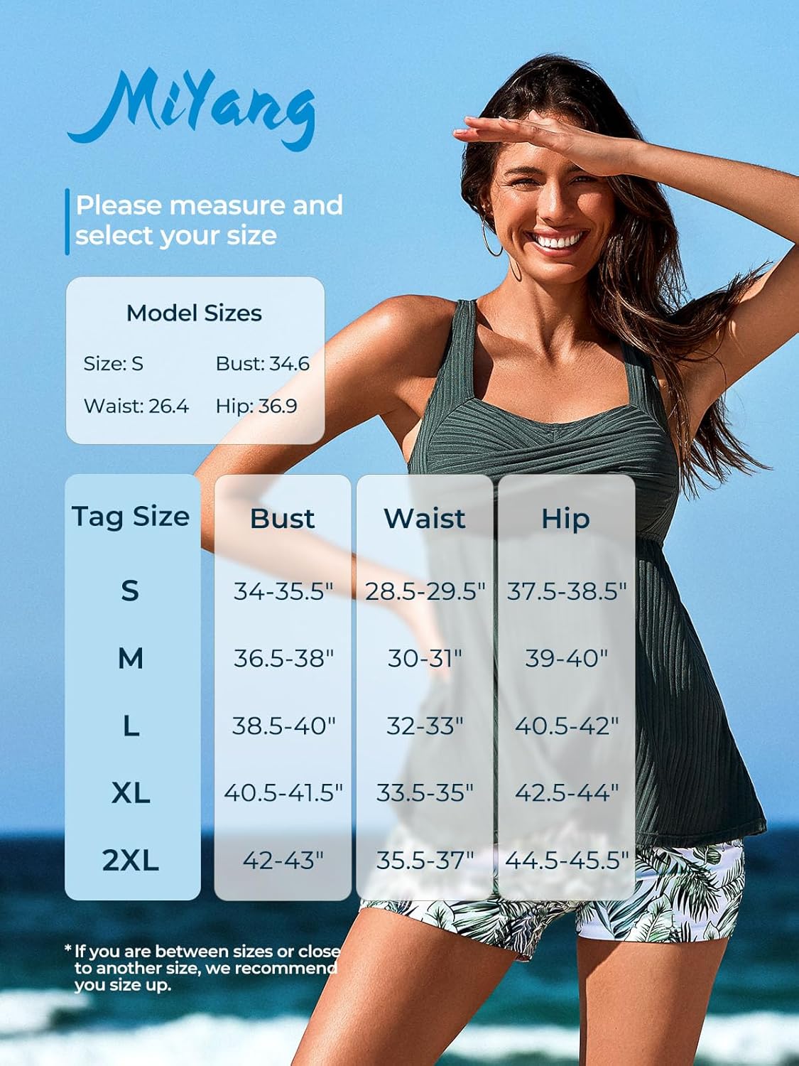 MiYang Tankini Swimsuits for Women 2026 Tummy Control Modest Flowy Two Piece Bathing Suits Top with Pockets Shorts - Image 6