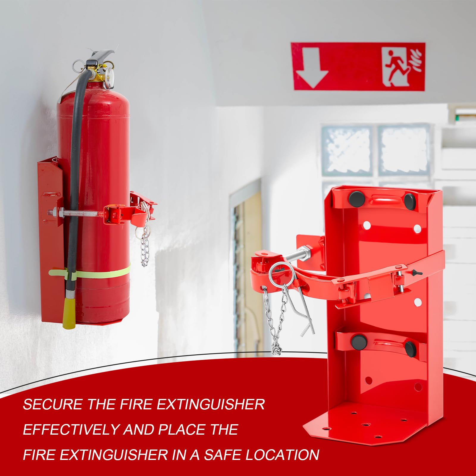 Zonon Soportes de metal resistentes para extintor de incendios, soporte de pared para extintor de incendios para el hogar, garaje, escuela, RV, vehículo, barco, camión (2 piezas, 10 libras)