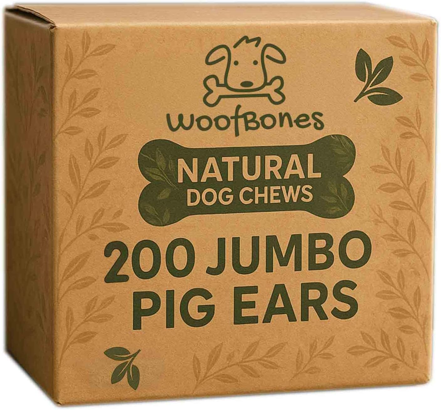 All-Natural Jumbo Whole Pig Ears for Dogs, Single Ingredient and Highly Digestible for All Breeds and Life Stages (50-Pack)