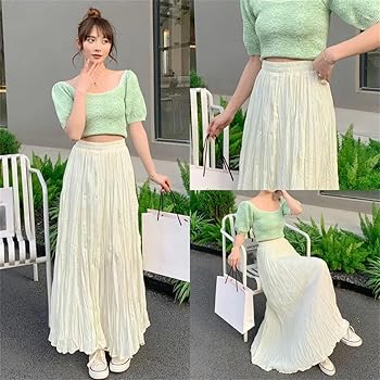 Faldas De Cintura Alta Con Tampado Vintage Bohemio, Faldas Acampanadas Holgadas Y Plisadas De Ocio, Falda Larga Elegante Para Ir Al Trabajo En Verano / Faldas