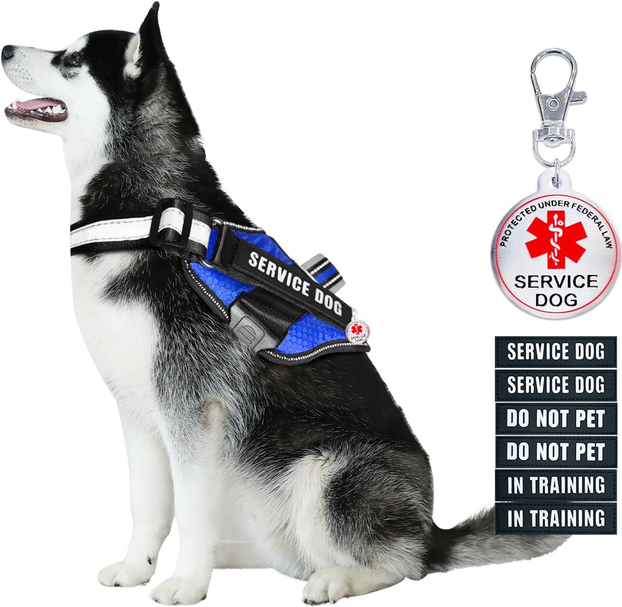 Service Dog Vest+Service Dog Tag+6 Patches, Bestalk Lightweight in Training Dog Harness, Reflective Do Not Pet Dog Vests with Soft Padded Handle for Small, Medium, Large Dogs