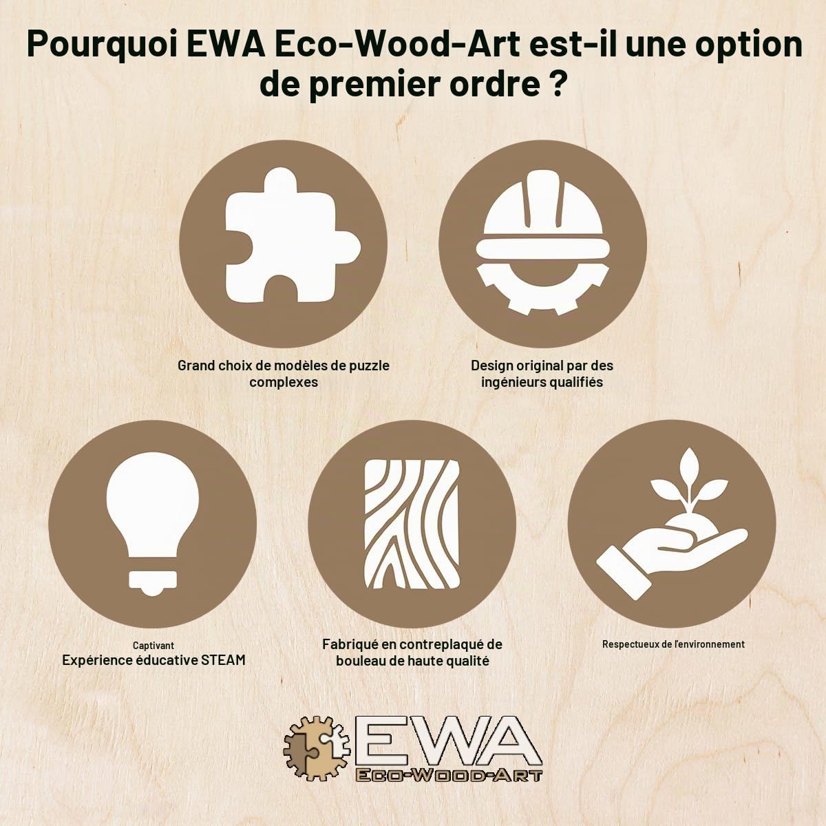 EWA Eco-Wood-Art - Tracteur avec mécanisme de Changement de Vitesse - Puzzle 3D mécanique en Bois - Puzzle pour Adultes et Adolescents - Assemblage sans Colle - 358 pièces