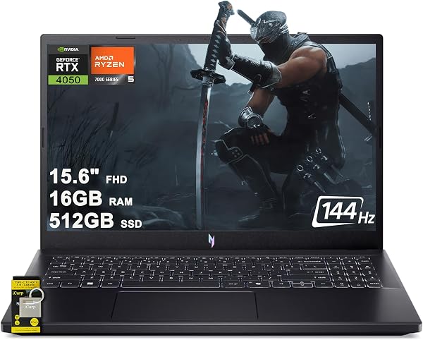 acer Nitro V 15 Gaming Laptop 15.6 FHD IPS 144Hz AMD 6-core Ryzen 5 7535HS 16GB RAM 512GB SSD GeForce RTX 4050 Backlit T