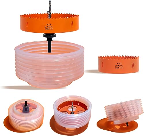 6-1/4" & 4-1/4" Hole Saw for Recessed Light, with Dust Bowl Catcher | 6.25 & 4.25 inch Bi-Metal Hole Cutter for 6" & 4" LED Can Lighting, Wood, Drywall, Plastic & Metal, Less Mess