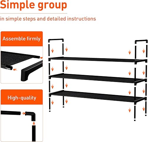 Miniatura 5 de Zapatero organizador de zapatos de 4 niveles para almacenamiento de zapatos para pasillo estrecho, entrada, dormitorio, fácil montaje (negro)