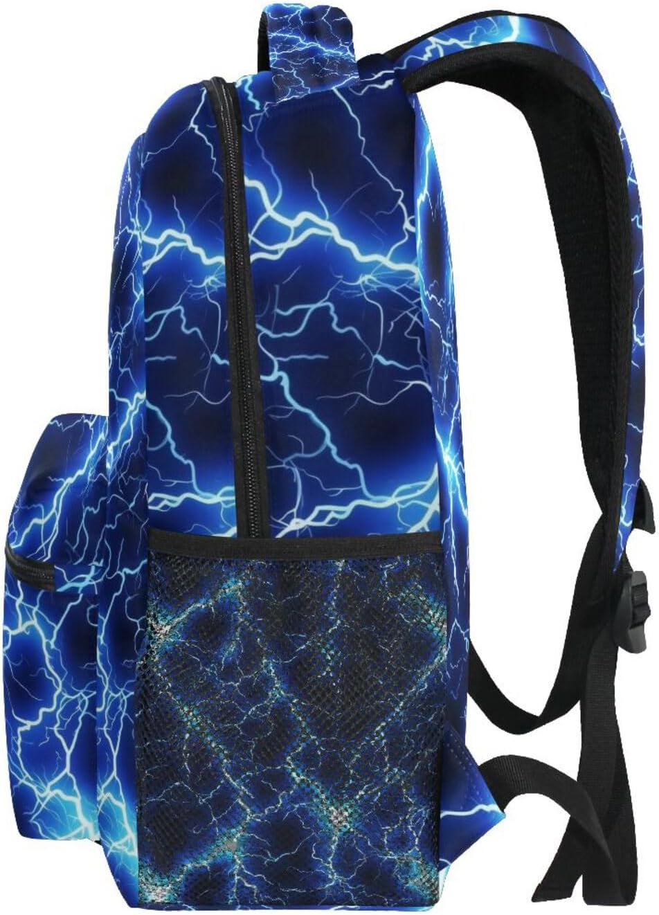 White Blue Lightning Backpack for Girls Boys Elementary Kids School Bag Bookbag Rucksack Travel Daypack - Image 2
