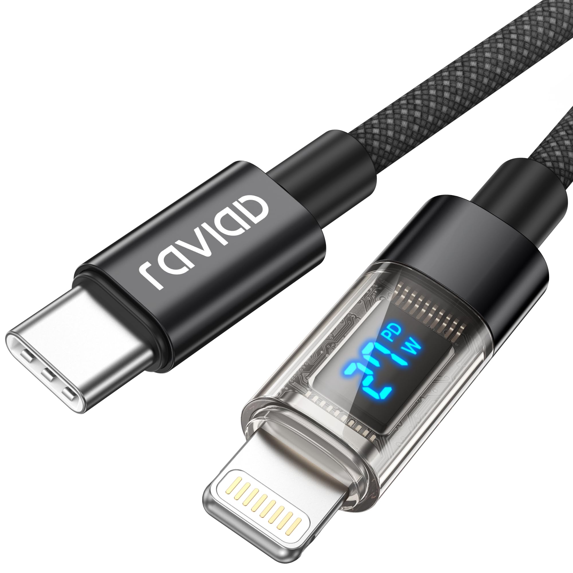RAVIAD Kabel USB C Lightning 1 m [certyfikat MFi] Power Delivery 27 W Nylon typ C to Lightning kabel do ładowania do iPhone 14/13/13 Pro / 13 Pro Max / 13 Mini / 12 / 12 Pro Max/12 Mini/11 Pro/X/XS/XR