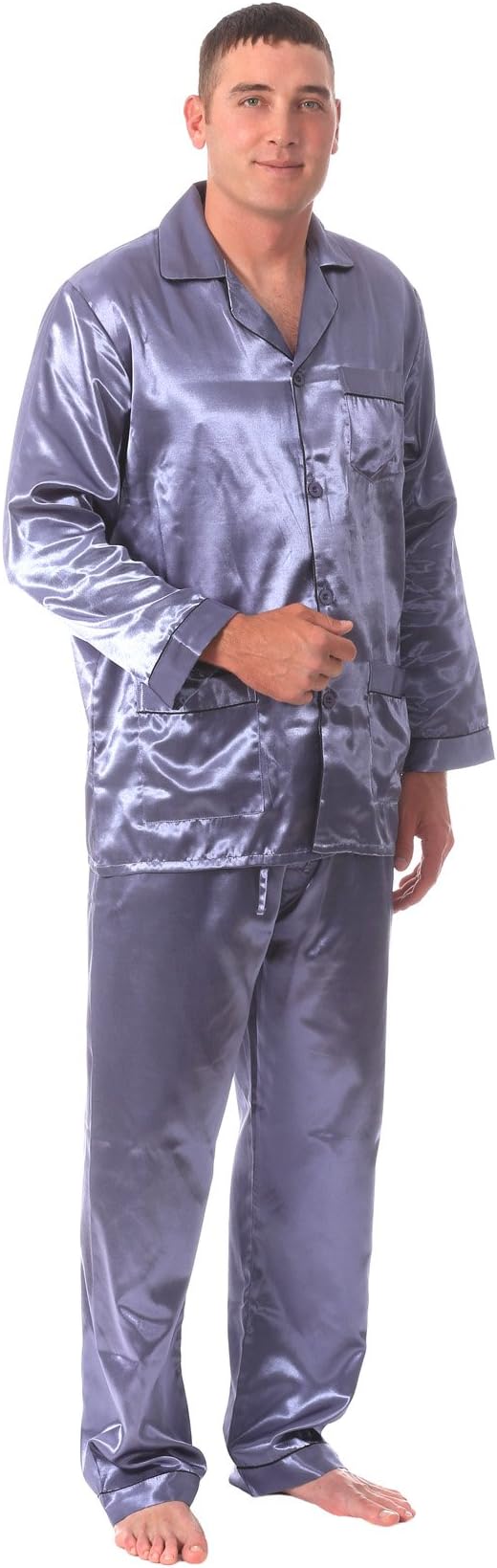 Mens Light Brushed Back Satin Pajamas