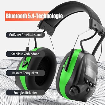 Ear Defenders with DAB+/FM Radio & Bluetooth 5.4, Noise Cancelling Wireless Headphones for Workshop, Garden/Mowing,SNR 30dB