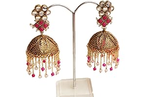 Gulabi Kundan Jhumki Earrings: Captivating Indian Fashion Jewelry