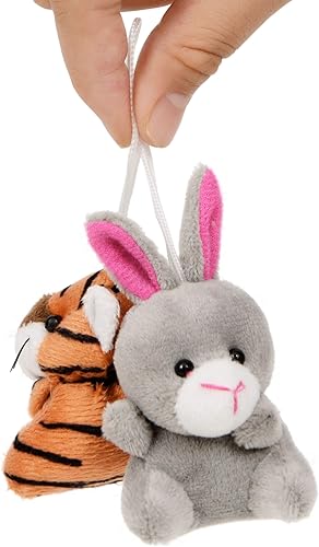 Miniatura 7 de Paquete de 16 mini juguetes de peluche de animales, juguetes de felpa suave para recuerdos de fiesta de niños, adorno de llavero, suministros de