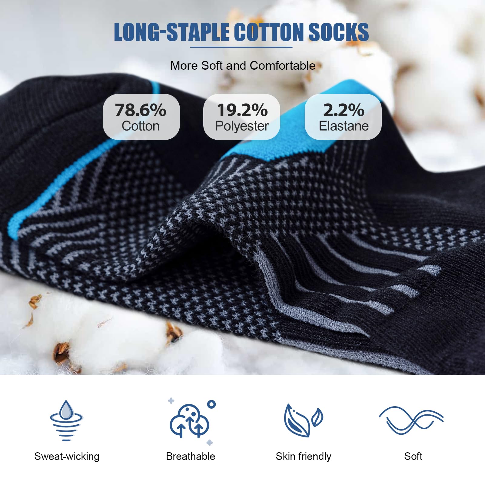 Niofind Calzini Uomo Corti, 6 Paia Calze Corte Uomo Donna Cotone, Calzini Traspiranti Sportivi Alla Caviglia, Unisex