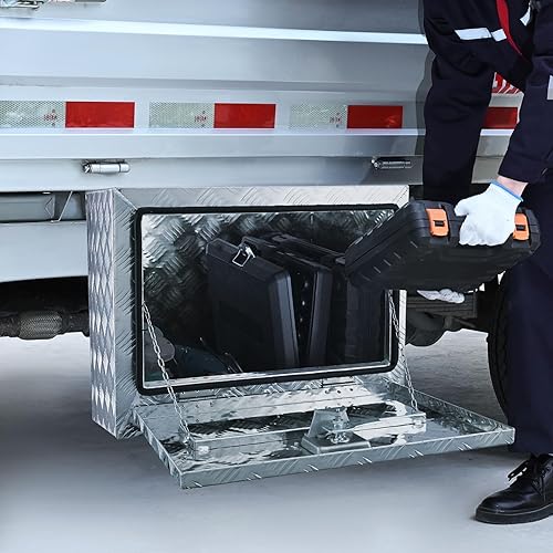 Miniatura 8 de VEVOR Underbody - Caja de almacenamiento para camioneta de 24 x 14 x 16 pulgadas, caja de herramientas de aluminio resistente con cerradura y