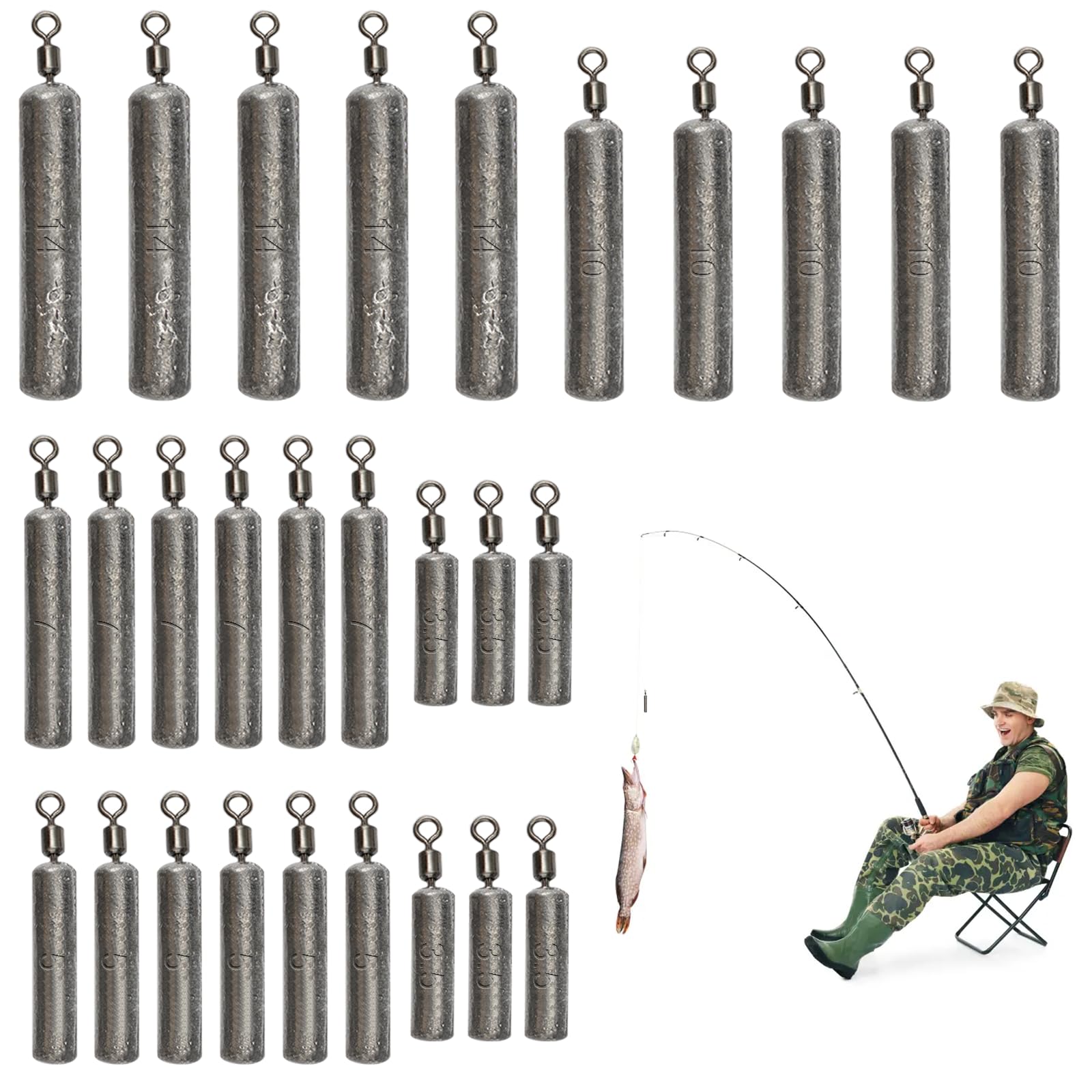 Kit Dropshot Pêche : 35 Plombs + 10 émerillons - Poids 3.5g à 21g - Pour étangs Et Rivières à Courant Modéré